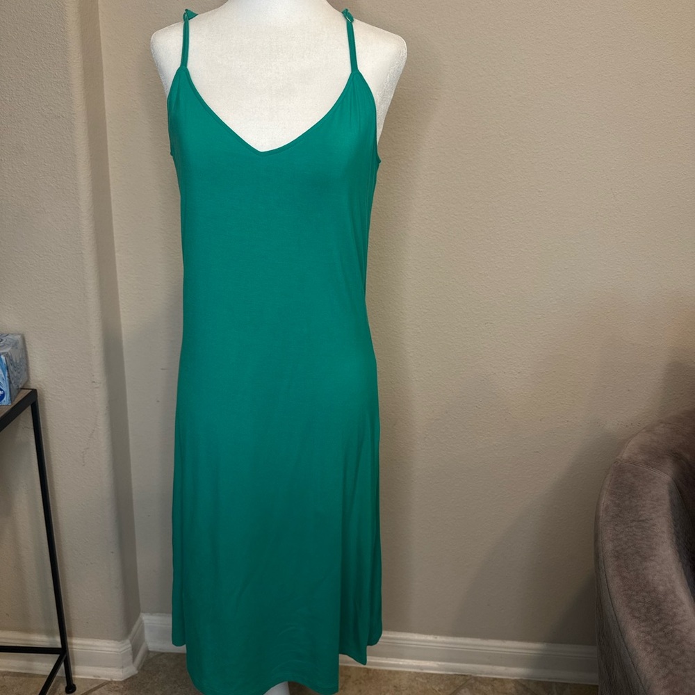 Modal Green Sleeveless Midi Dress and Pants